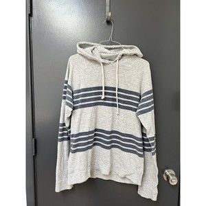 Vince Men’s Grey with Navy Stripe 100% Cotton Hoodie Size Medium